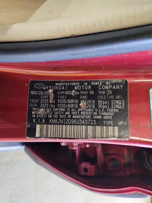 Aukcja sprzedaży 2006 Hyundai Tucson, vin: KM8JN12D96U343723, numer aukcji: 54651046