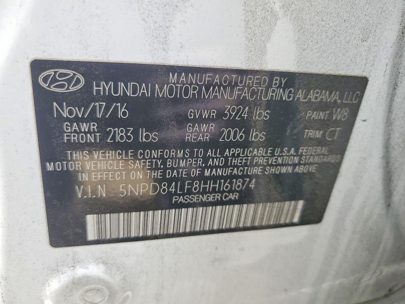 54804416 :رقم المزاد ، 5NPD84LF8HH161874 vin ، 2017 Hyundai Elantra مزاد بيع