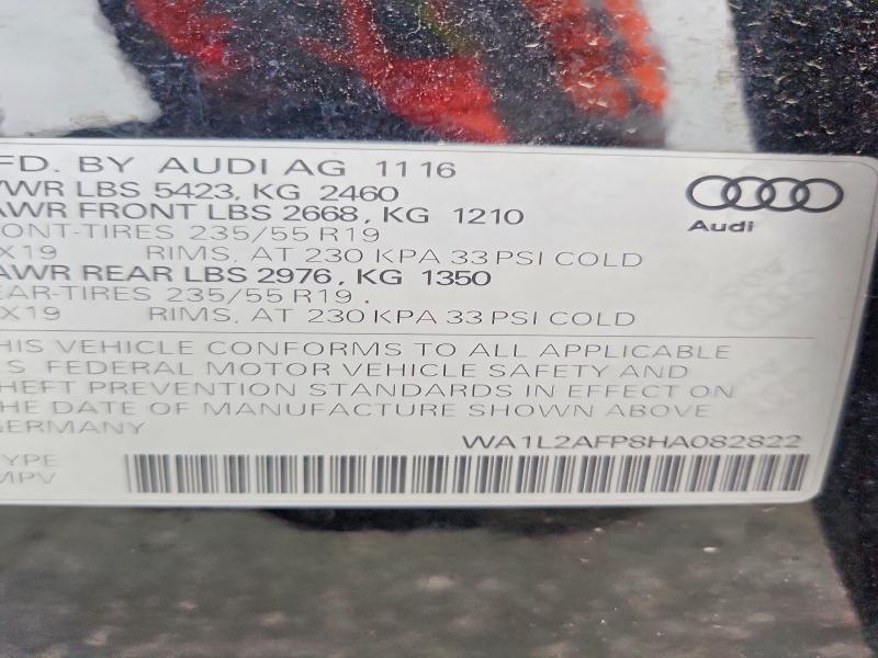 Aukcja sprzedaży 2017 Audi Q5, vin: WA1L2AFP8HA082822, numer aukcji: 52578936