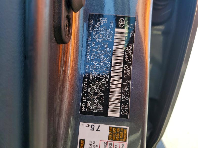 54284876 :رقم المزاد ، JTDKB20U663192422 vin ، 2006 Toyota Prius مزاد بيع