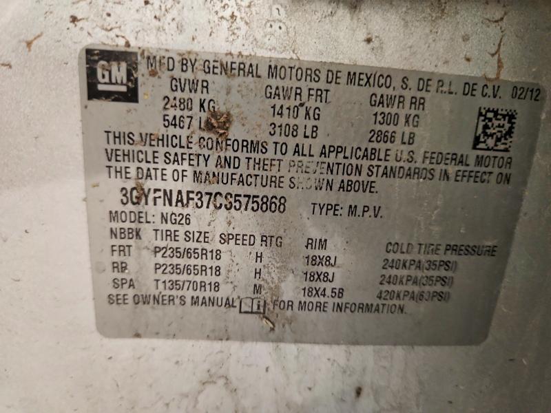 Продаж на аукціоні авто 2012 Cadillac Srx, vin: 3GYFNAE37CS575868, номер лоту: 54784546