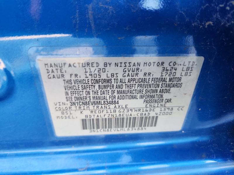 Aukcja sprzedaży 2021 Nissan Versa, vin: 3N1CN8EV6ML834884, numer aukcji: 53190266