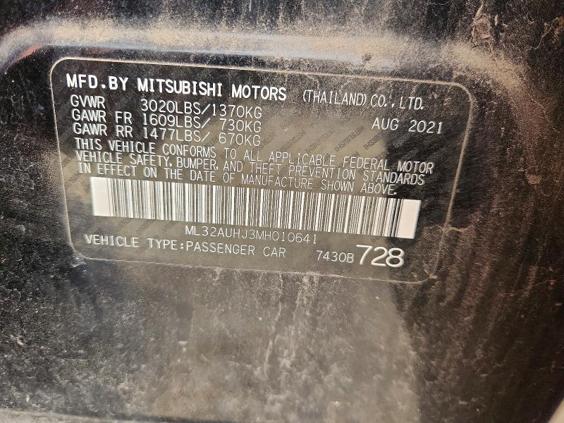 Aukcja sprzedaży 2021 Mitsubishi Mirage, vin: ML32AUHJ3MH010641, numer aukcji: 52488636