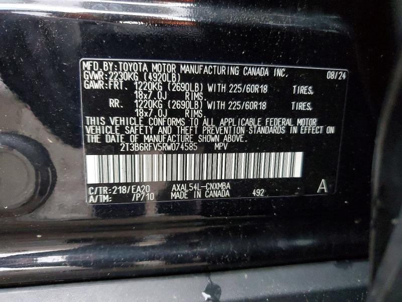 Продажа на аукционе авто 2024 Toyota Rav4, vin: 2T3B6RFV5RW074585, номер лота: 55103806