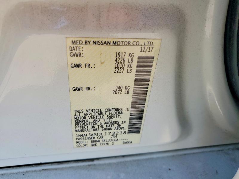2018 Nissan Altima მანქანა იყიდება აუქციონზე, vin: 1N4AL3AP3JC173218, აუქციონის ნომერი: 53339986