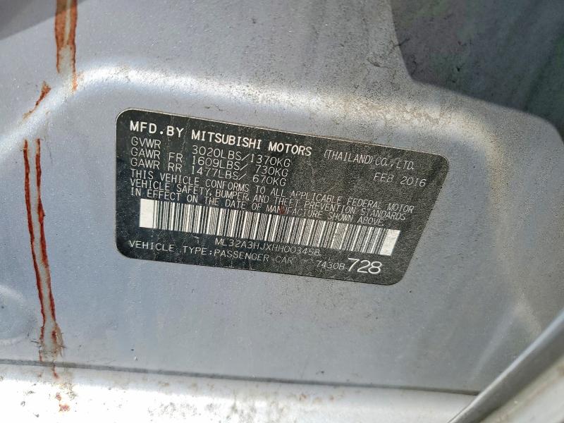 Aukcja sprzedaży 2017 Mitsubishi Mirage, vin: ML32A3HJXHH003458, numer aukcji: 52576876