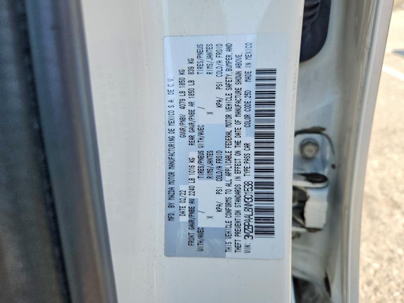 53660216 :رقم المزاد ، 3MZBPAAL8NM301538 vin ، 2022 Mazda 3 مزاد بيع