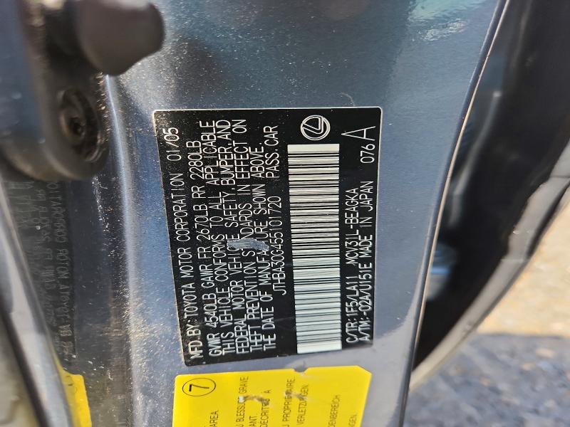 55530666 :رقم المزاد ، JTHBA30G455101720 vin ، 2005 Lexus Es مزاد بيع