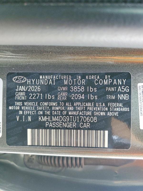 2026 Hyundai Elantra მანქანა იყიდება აუქციონზე, vin: KMHLM4DG9TU170608, აუქციონის ნომერი: 52066126
