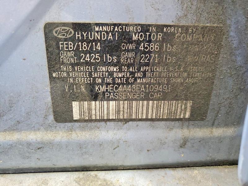 Auction sale of the 2014 Hyundai Sonata, vin: KMHEC4A43EA109491, lot number: 53384876