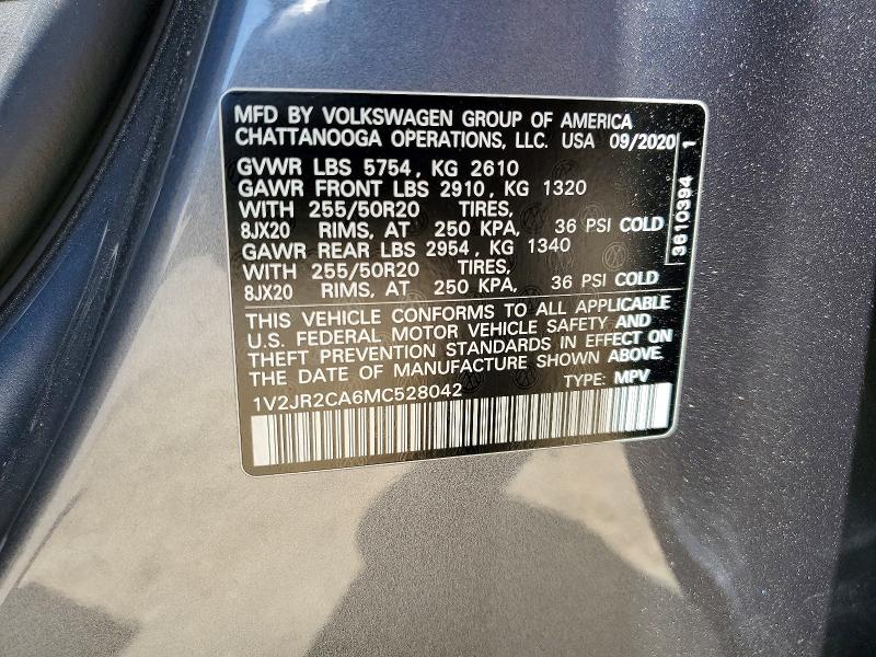 Продажа на аукционе авто 2021 Volkswagen Atlas, vin: 1V2JR2CA6MC528042, номер лота: 53930976