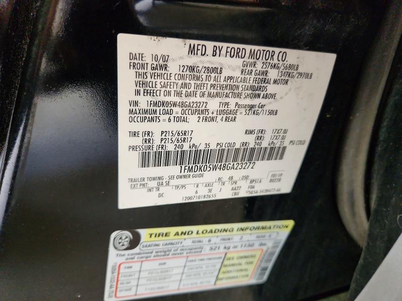 53334986 :رقم المزاد ، 1FMDK05W48GA23272 vin ، 2008 Ford Taurus X مزاد بيع