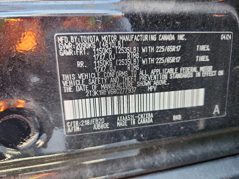 Aukcja sprzedaży 2024 Toyota Rav4, vin: 2T3K1RFV6RC277937, numer aukcji: 54636286
