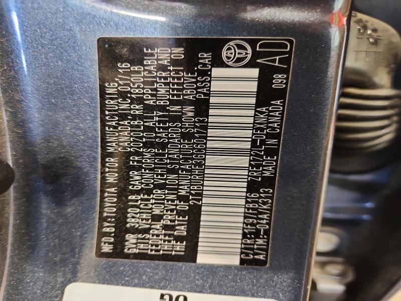 Aukcja sprzedaży 2016 Toyota Corolla, vin: 2T1BURHE3GC601713, numer aukcji: 53220526