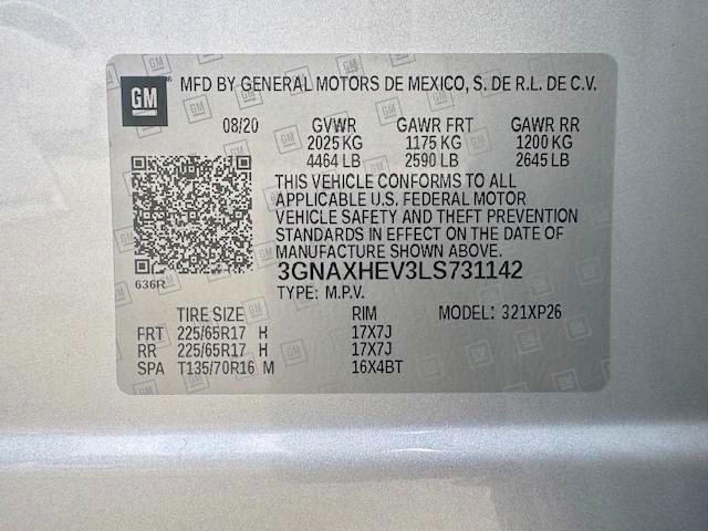 Продаж на аукціоні авто 2020 Chevrolet Equinox, vin: 3GNAXHEV3LS731142, номер лоту: 54868346