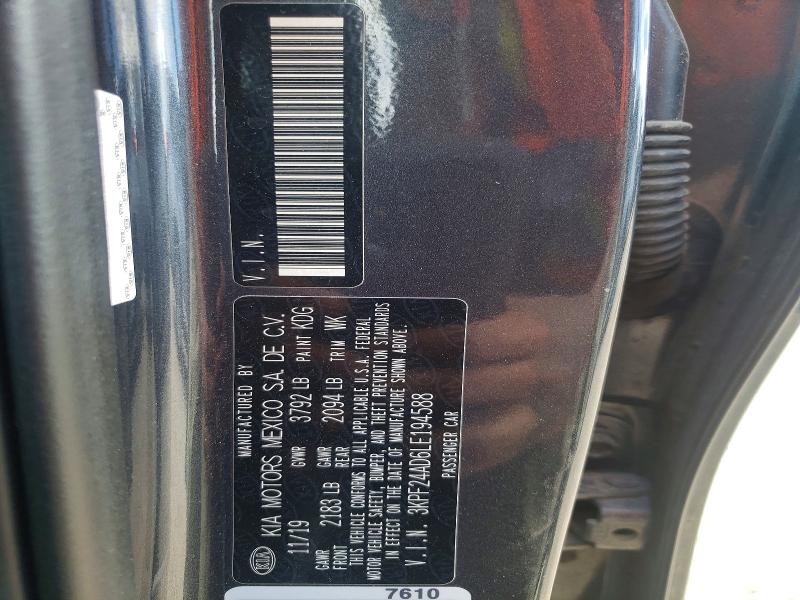 53079866 :رقم المزاد ، 3KPF24AD6LE194588 vin ، 2020 Kia Forte مزاد بيع