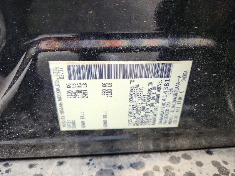 52761096 :رقم المزاد ، 1N4AA6AP2HC414381 vin ، 2017 Nissan Maxima مزاد بيع