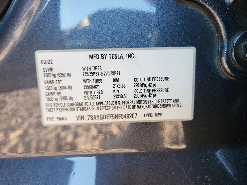 Продаж на аукціоні авто 2022 Tesla Model Y, vin: 7SAYGDEF5NF549207, номер лоту: 53112926