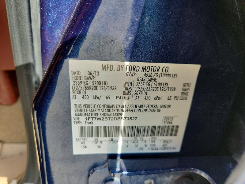 54007006 :رقم المزاد ، 1FT7W2BT2DEB73527 vin ، 2013 Ford F250 مزاد بيع