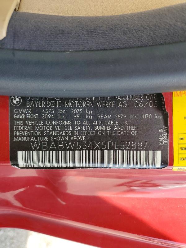 Aukcja sprzedaży 2005 Bmw 330, vin: WBABW534X5PL52887, numer aukcji: 55386606