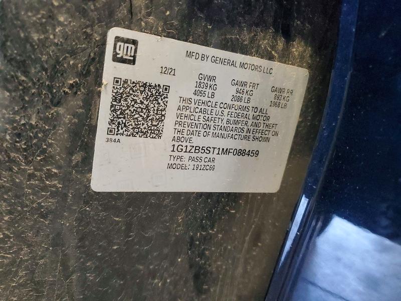 Aukcja sprzedaży 2021 Chevrolet Malibu, vin: 1G1ZB5ST1MF088459, numer aukcji: 51886856