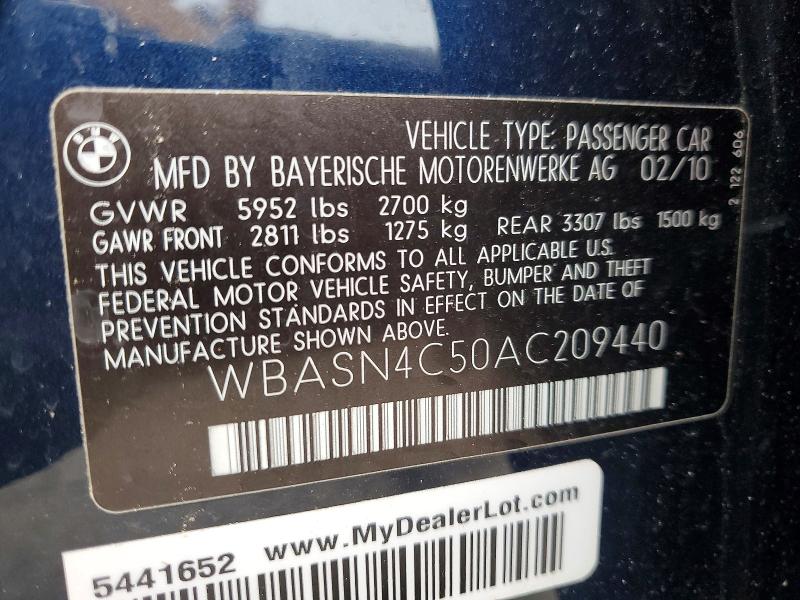 53405216 :رقم المزاد ، WBASN4C50AC209440 vin ، 2010 Bmw 550 مزاد بيع