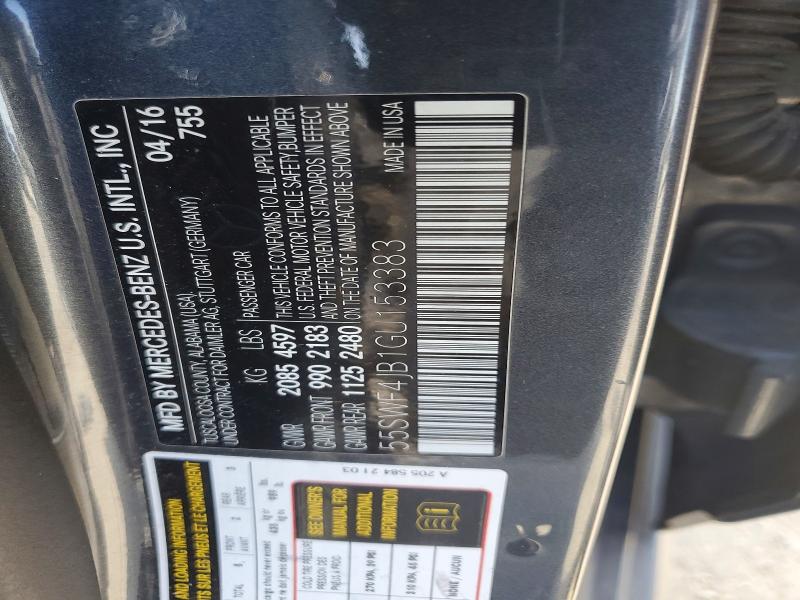 Aukcja sprzedaży 2016 Mercedes-benz C, vin: 55SWF4JB1GU153383, numer aukcji: 53288986