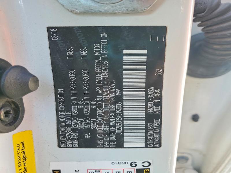 2019 Toyota 4runner მანქანა იყიდება აუქციონზე, vin: JTEZU5JR8K5193005, აუქციონის ნომერი: 53186196