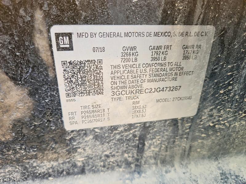 51675556 :رقم المزاد ، 3GCUKREC2JG473267 vin ، 2018 Chevrolet Silverado مزاد بيع