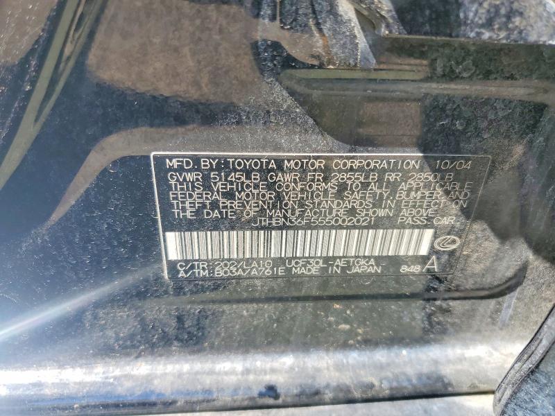 Aukcja sprzedaży 2005 Lexus Ls, vin: JTHBN36F555002021, numer aukcji: 52322806