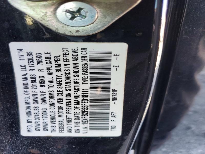 Продаж на аукціоні авто 2015 Honda Civic, vin: 19XFB2F55FE018111, номер лоту: 52335596
