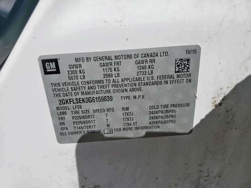 Aukcja sprzedaży 2016 Gmc Terrain, vin: 2GKFLSEK0G6159839, numer aukcji: 54400696