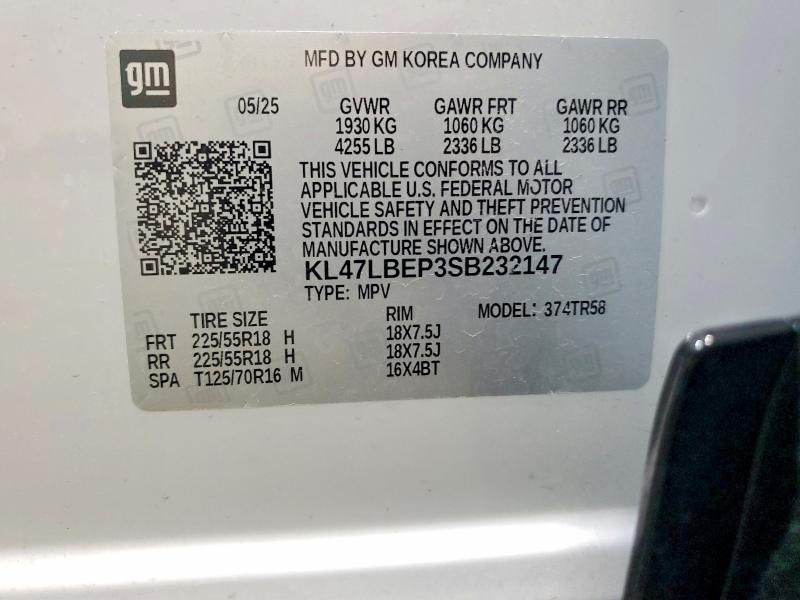 2025 Buick Envista მანქანა იყიდება აუქციონზე, vin: KL47LBEP3SB232147, აუქციონის ნომერი: 52968866