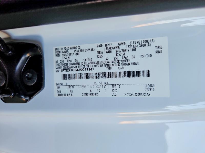 55165146 :رقم المزاد ، 1FTEX1C54JKC51141 vin ، 2018 Ford F150 مزاد بيع