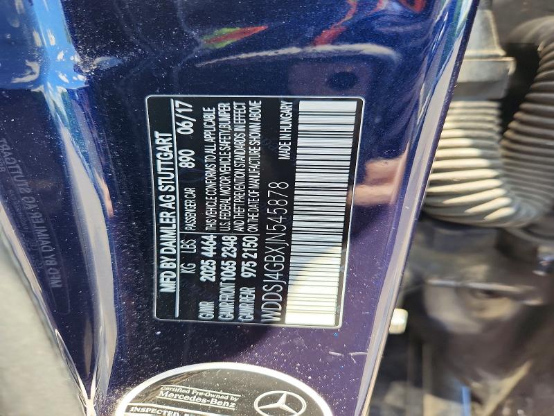 53776216 :رقم المزاد ، WDDSJ4GBXJN545878 vin ، 2018 Mercedes-benz Cla مزاد بيع