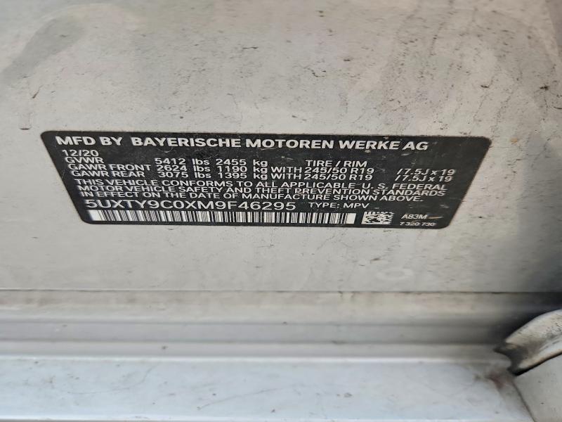 2021 Bmw X3 მანქანა იყიდება აუქციონზე, vin: 5UXTY9C0XM9F46295, აუქციონის ნომერი: 54479356