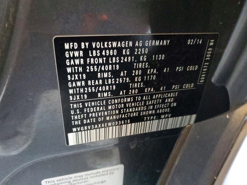 54136146 :رقم المزاد ، WVGBV3AX6EW093615 vin ، 2014 Volkswagen Tiguan مزاد بيع