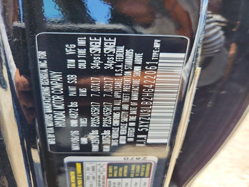 55112516 :رقم المزاد ، 5XYZU3LB2HG422061 vin ، 2017 Hyundai Santa Fe Sport مزاد بيع