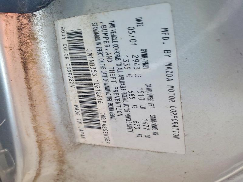 Aukcja sprzedaży 2001 Mazda Mx-5 Miata, vin: JM1NB353110218616, numer aukcji: 54074626