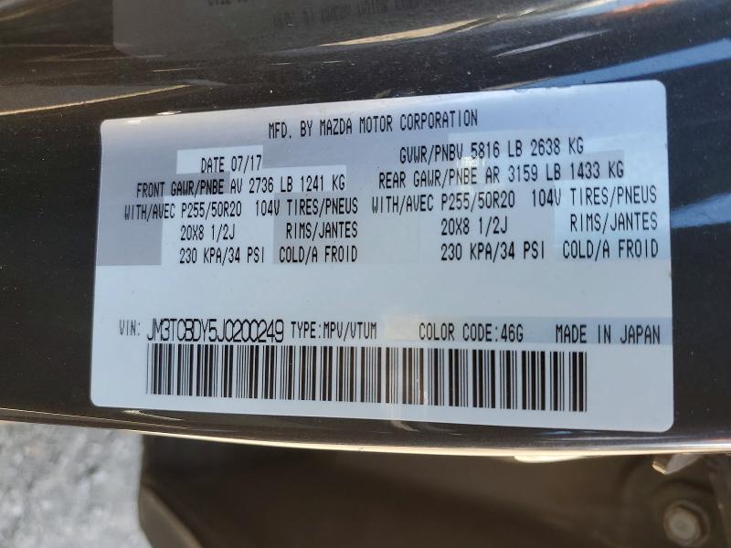 Aukcja sprzedaży 2018 Mazda Cx-9, vin: JM3TCBDY5J0200249, numer aukcji: 54640286