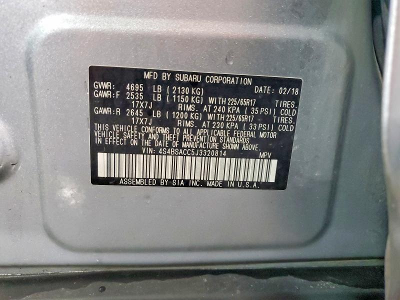 Aukcja sprzedaży 2018 Subaru Outback, vin: 4S4BSACC5J3320814, numer aukcji: 54494476