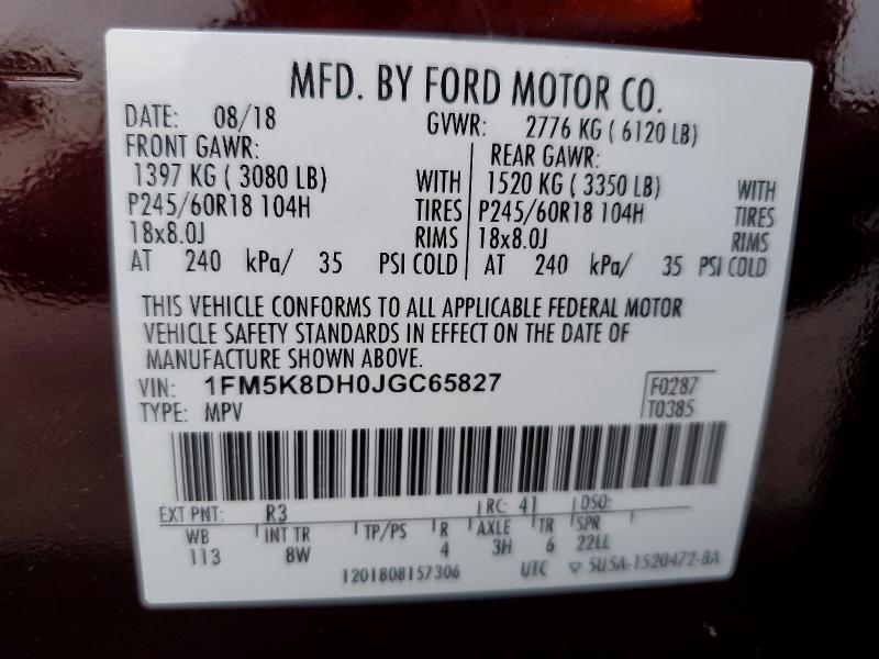 Продажа на аукционе авто 2018 Ford Explorer, vin: 1FM5K8DH0JGC65827, номер лота: 52211126