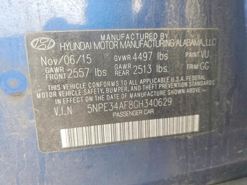 2016 Hyundai Sonata მანქანა იყიდება აუქციონზე, vin: 5NPE34AF8GH340629, აუქციონის ნომერი: 51668556