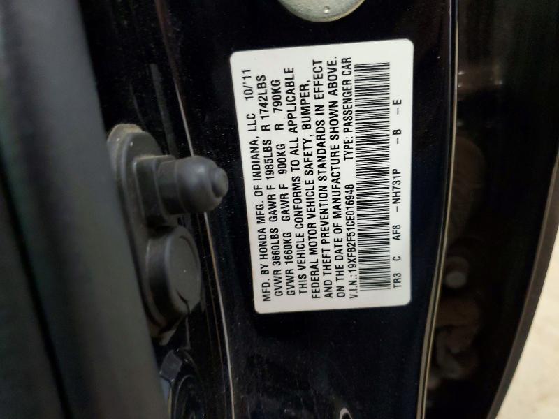 Продажа на аукционе авто 2012 Honda Civic, vin: 19XFB2F51CE016948, номер лота: 52675376