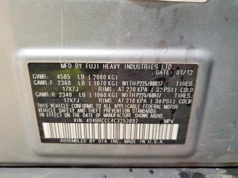 Aukcja sprzedaży 2012 Subaru Outback, vin: 4S4BRCCC4C3253892, numer aukcji: 52339906