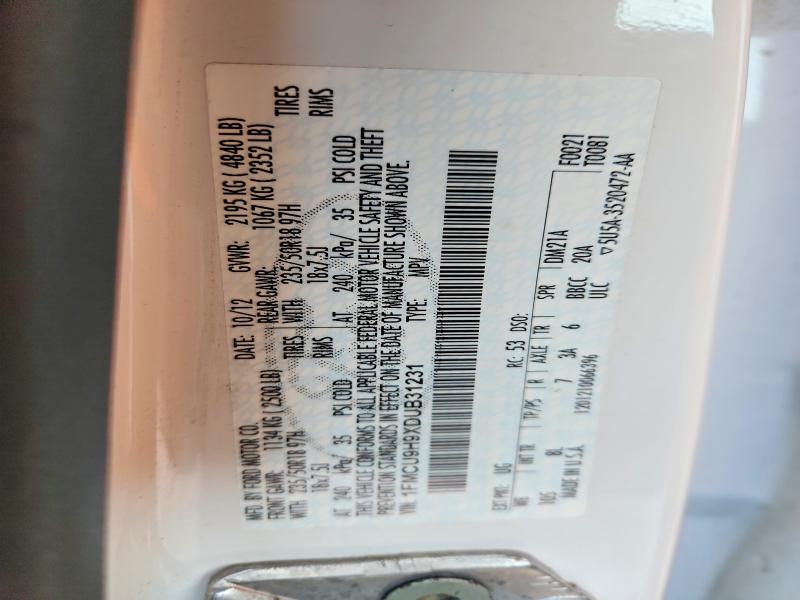 52061896 :رقم المزاد ، 1FMCU9H9XDUB31231 vin ، 2013 Ford Escape مزاد بيع