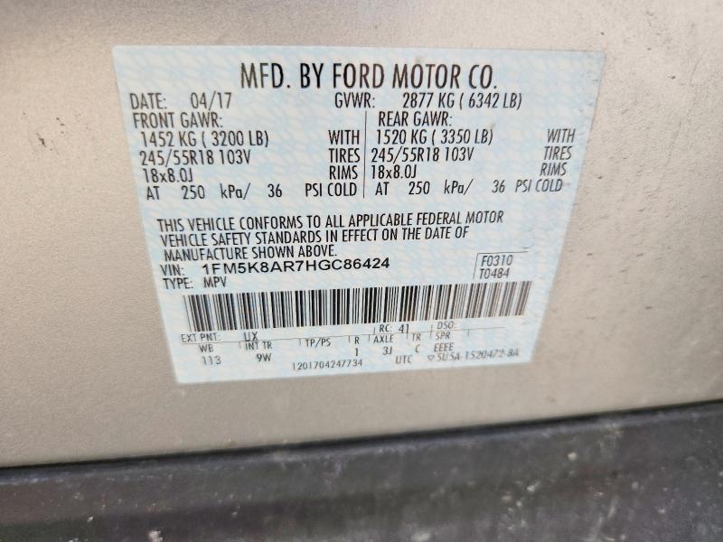 54724986 :رقم المزاد ، 1FM5K8AR7HGC86424 vin ، 2017 Ford Explorer مزاد بيع