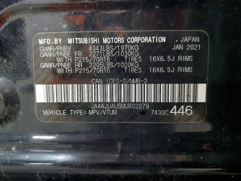 Auction sale of the 2021 Mitsubishi Rvr, vin: JA4AJUAU5MU602279, lot number: 52304326