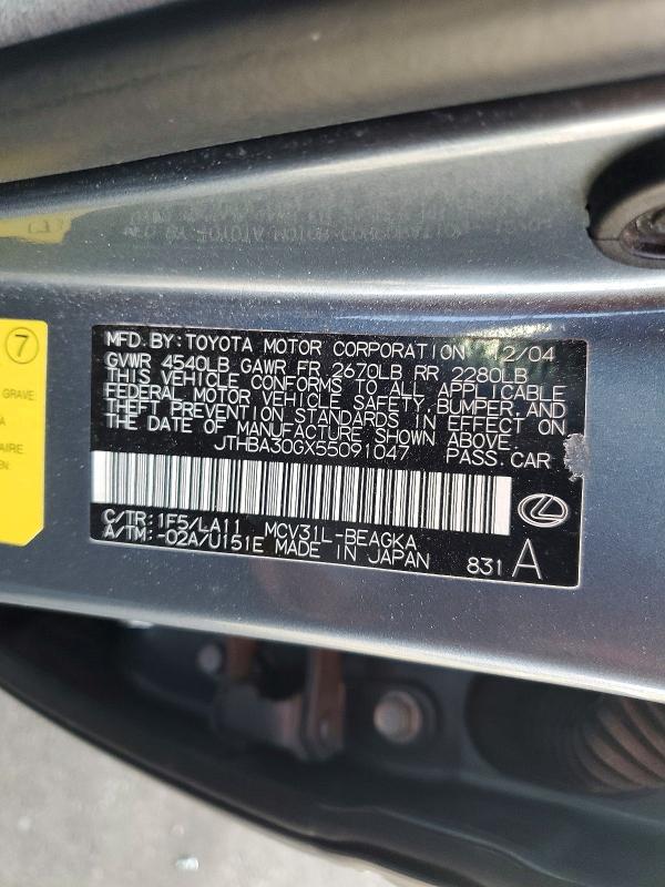 Продажа на аукционе авто 2005 Lexus Es, vin: JTHBA30GX55091047, номер лота: 55601766