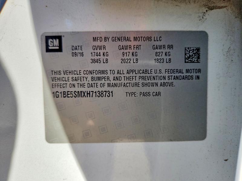 Продажа на аукционе авто 2017 Chevrolet Cruze, vin: 1G1BE5SMXH7138731, номер лота: 53745396